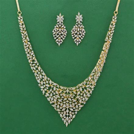 American Diamond Classic Necklace with Rhodium Plating 2 Tone Plating Mehndi Plating