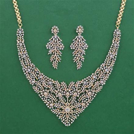American Diamond Classic Necklace with Rhodium Plating 2 Tone Plating