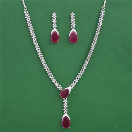 American Diamond Classic Necklace with Rhodium Plating
