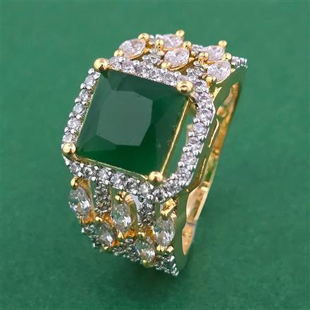 American Diamond Adjustable Ring with 2 Tone Plating