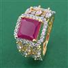 American Diamond Adjustable Ring with 2 Tone Plating