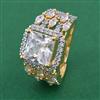 American Diamond Adjustable Ring with 2 Tone Plating