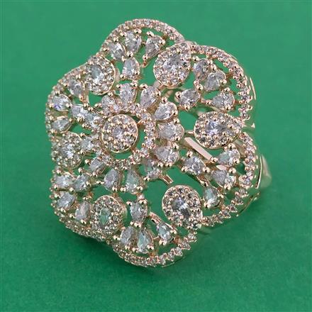 American Diamond Adjustable Ring with Rhodium Plating 2 Tone Plating Carat Plating