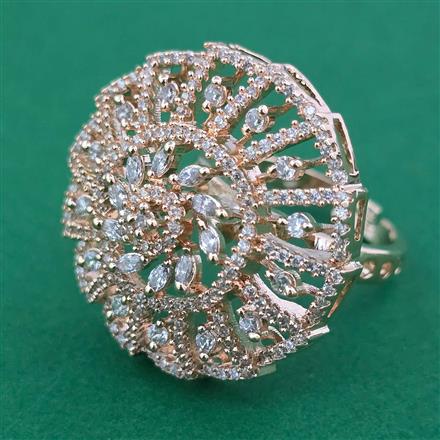 American Diamond Adjustable Ring with Rhodium Plating 2 Tone Plating Carat Plating