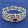 American Diamond Broad Kada with Rhodium Plating