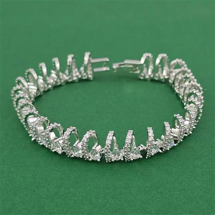 American Diamond Openable Bracelet with Rhodium Plating 2 Tone Plating