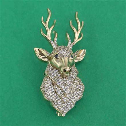 American Diamond Animal Brooch with Rhodium Plating Mehndi Plating