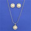 American Diamond Pearl Pendant Set with 2 Tone Plating
