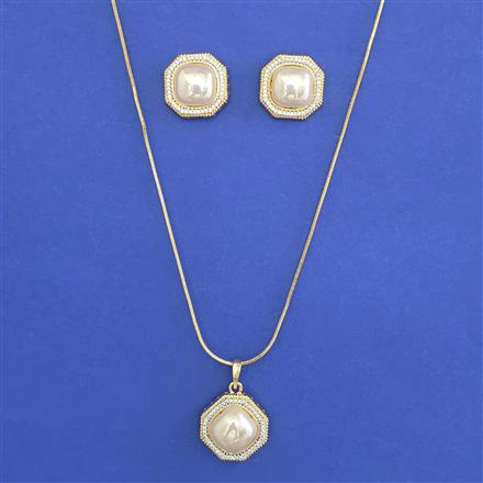 American Diamond Pearl Pendant Set with 2 Tone Plating