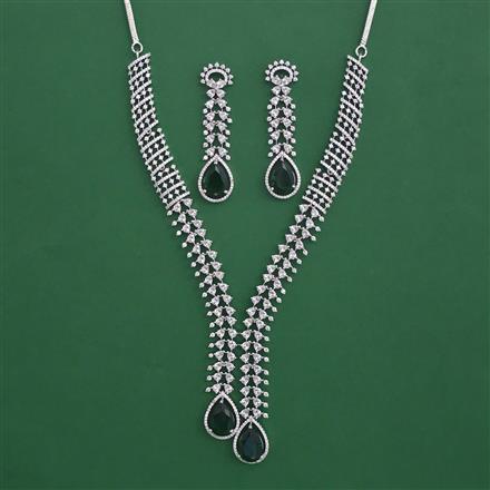 American Diamond Classic Necklace with Rhodium Plating