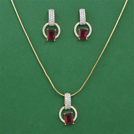American Diamond Classic Pendant Set with 2 Tone Plating