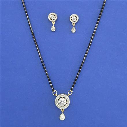 American Diamond Delicate Mangalsutra with Rhodium Plating 2 Tone Plating