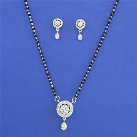 American Diamond Delicate Mangalsutra with Rhodium Plating 2 Tone Plating