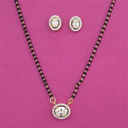 American Diamond Delicate Mangalsutra with Rhodium Plating 2 Tone Plating