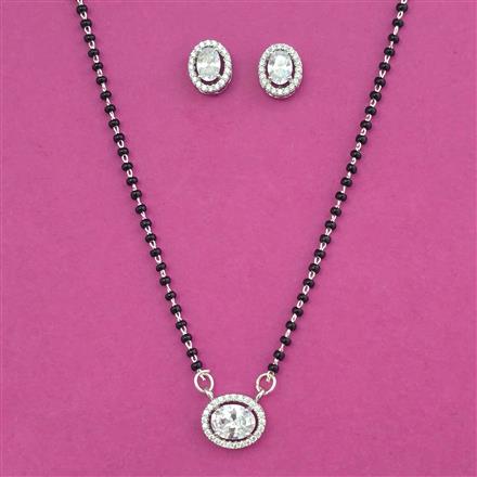 American Diamond Delicate Mangalsutra with Rhodium Plating 2 Tone Plating