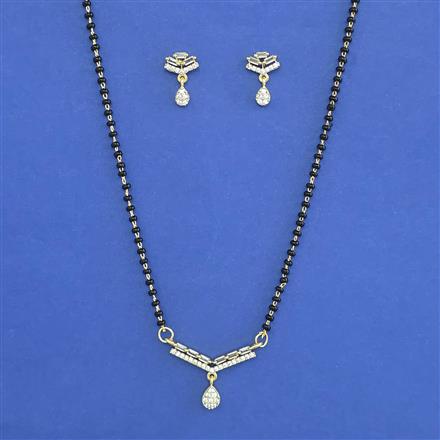 American Diamond Classic Mangalsutra with Rhodium Plating 2 Tone Plating