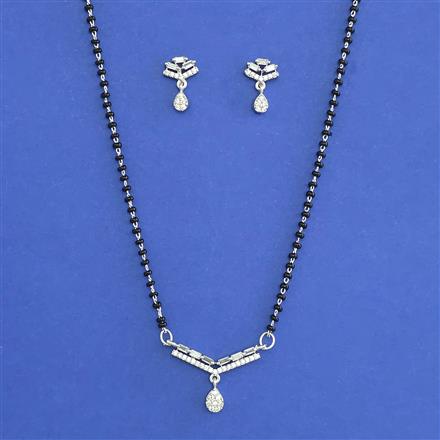 American Diamond Classic Mangalsutra with Rhodium Plating 2 Tone Plating