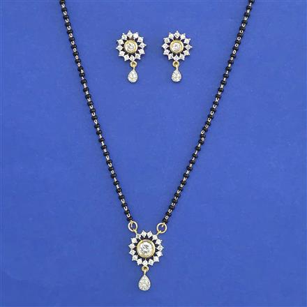 American Diamond Delicate Mangalsutra with Rhodium Plating 2 Tone Plating