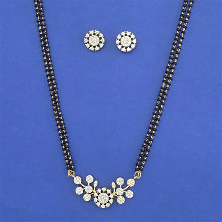 American Diamond Classic Mangalsutra with Rhodium Plating 2 Tone Plating