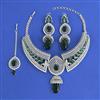 American Diamond Choker Necklace with Rhodium Plating