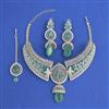 American Diamond Choker Necklace with Rhodium Plating
