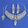 American Diamond Choker Necklace with Rhodium Plating
