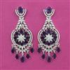 American Diamond Long Earring with Rhodium Plating