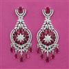 American Diamond Long Earring with Rhodium Plating