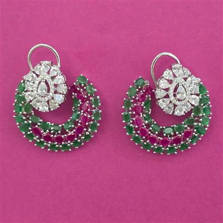 American Diamond Classic Earring with Rhodium Plating