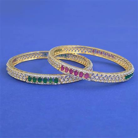 American Diamond 2 Pc Classic Bangles with 2 Tone Plating