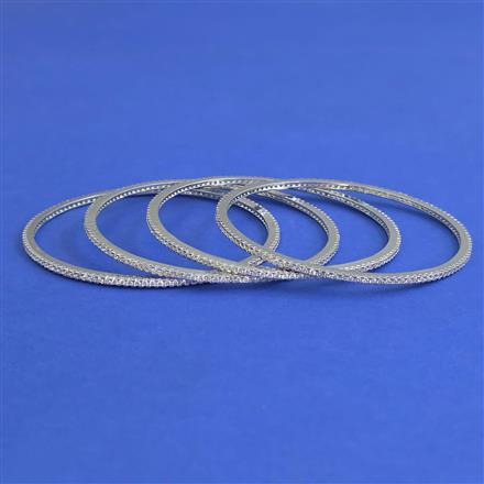 American Diamond 4 Pc Delicate Bangles with Rhodium Plating