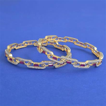 American Diamond 2 Pc Classic Bangles with 2 Tone Plating
