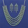 American Diamond Layered Necklace with Rhodium Plating