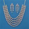 American Diamond Layered Necklace with Rhodium Plating