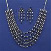 American Diamond Layered Necklace with Rhodium Plating