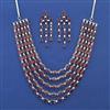 American Diamond Layered Necklace with Rhodium Plating