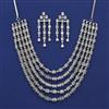 American Diamond Layered Necklace with Rhodium Plating