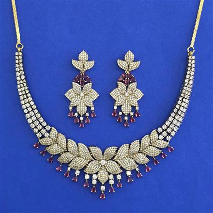 American Diamond Classic Necklace with Mehndi Plating