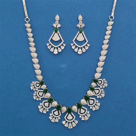 American Diamond Classic Necklace with Rhodium Plating
