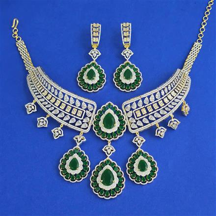 American Diamond Choker Necklace with 2 Tone Plating