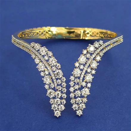American Diamond Classic Kada with Rhodium Plating 2 Tone Plating