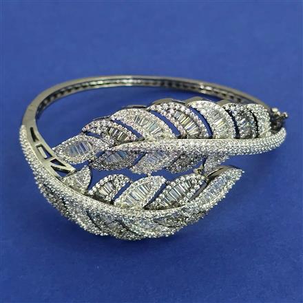 American Diamond Openable kada with Rhodium Plating 2 Tone Plating