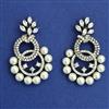 American Diamond Pearl Earring with Black Plating