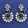 American Diamond Pearl Earring with Black Plating