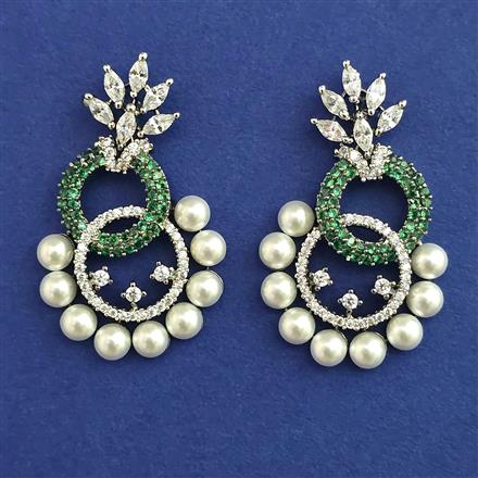 American Diamond Pearl Earring with Black Plating
