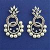 American Diamond Pearl Earring with Black Plating