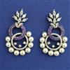 American Diamond Pearl Earring with Black Plating