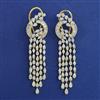 American Diamond Long Earring with Rhodium Plating 2 Tone Plating