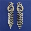 American Diamond Long Earring with Rhodium Plating 2 Tone Plating