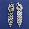 American Diamond Long Earring with Rhodium Plating 2 Tone Plating